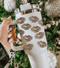 White Valentine Leopard Lips Print Thermos Cup with Straw 40oz Dear-Lover Dropshipping