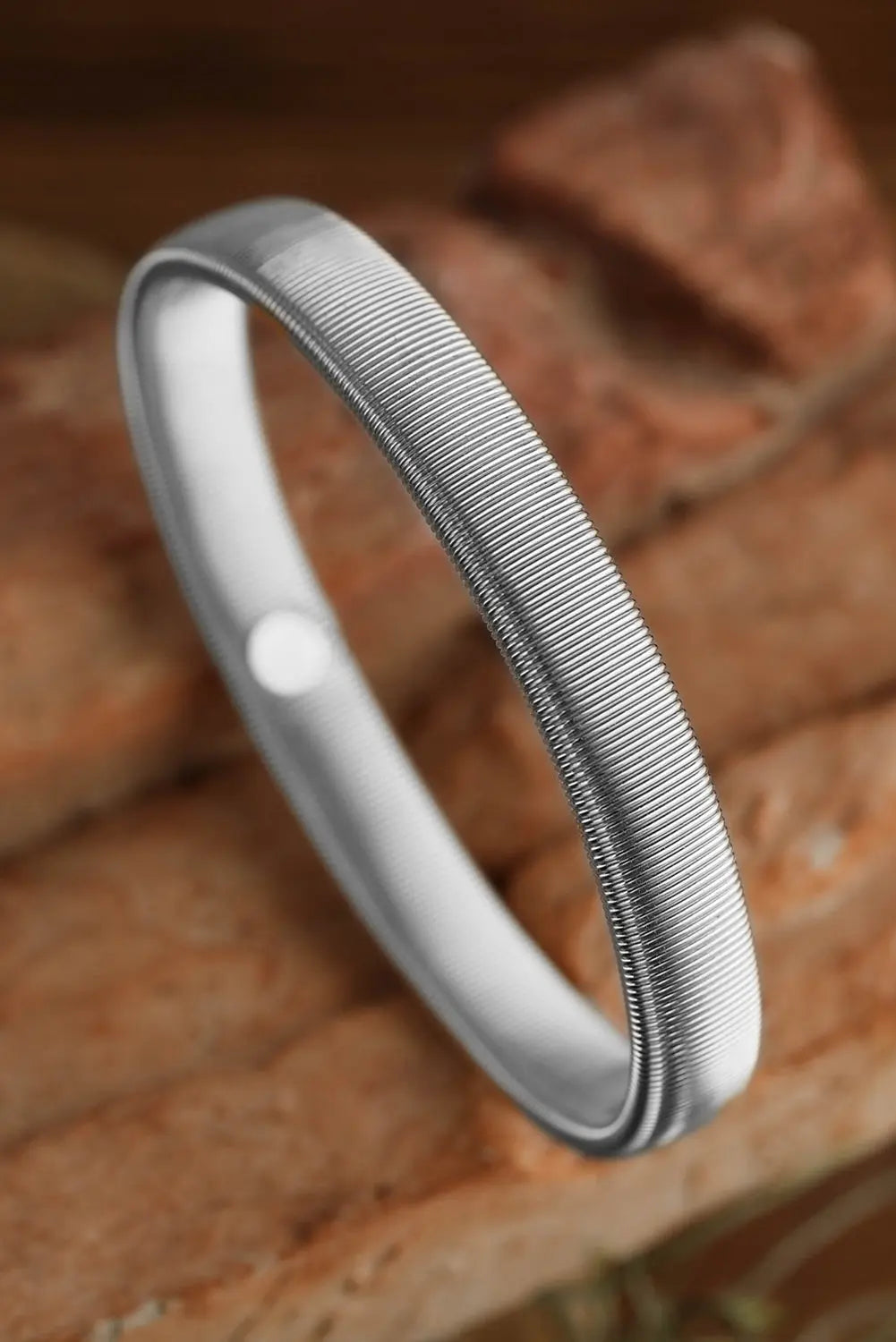 Silvery Stretchy Plated Metal Wide Bangle Dear-Lover Dropshipping