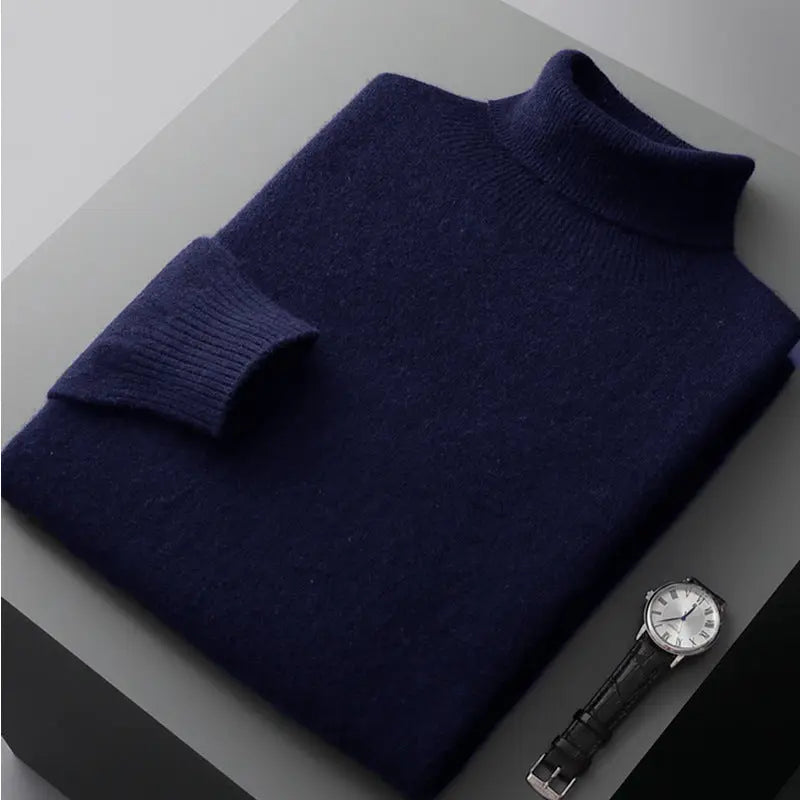 Men's high collar pullover sweater for autumn and winter, loose knit base sweater for men Markonline