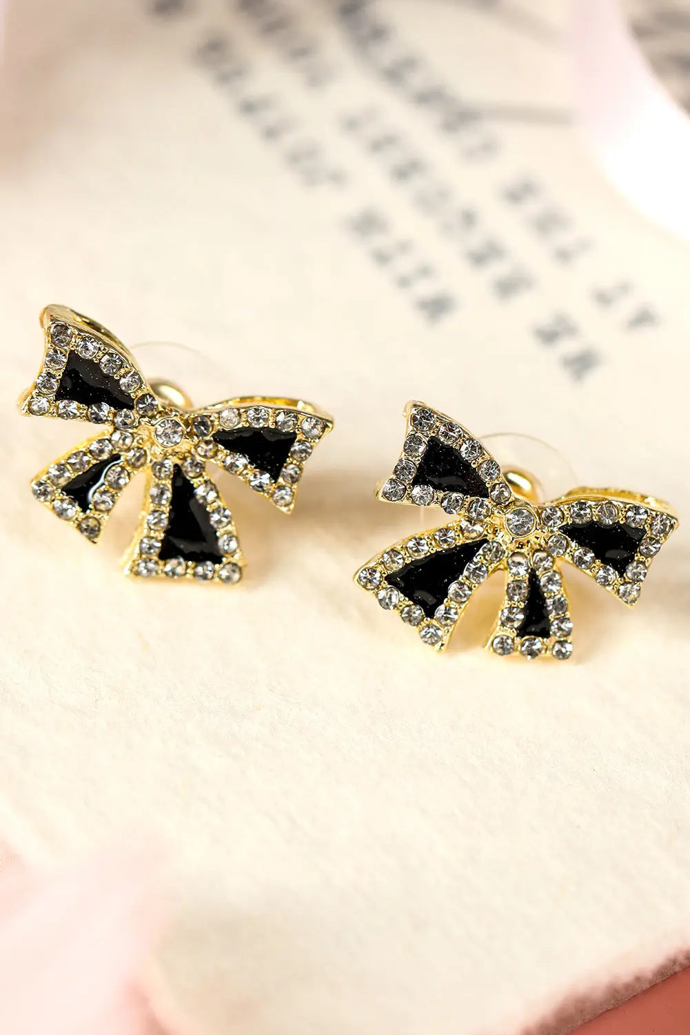Black Rhinestone Bow Knot Stud Earrings Dear-Lover Dropshipping