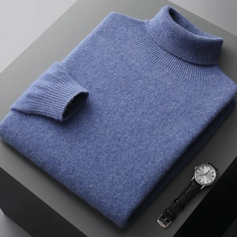 Men's high collar pullover sweater for autumn and winter, loose knit base sweater for men Markonline
