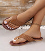 Chestnut Braided Strap PU Leather Flip Flop Dear-Lover Dropshipping