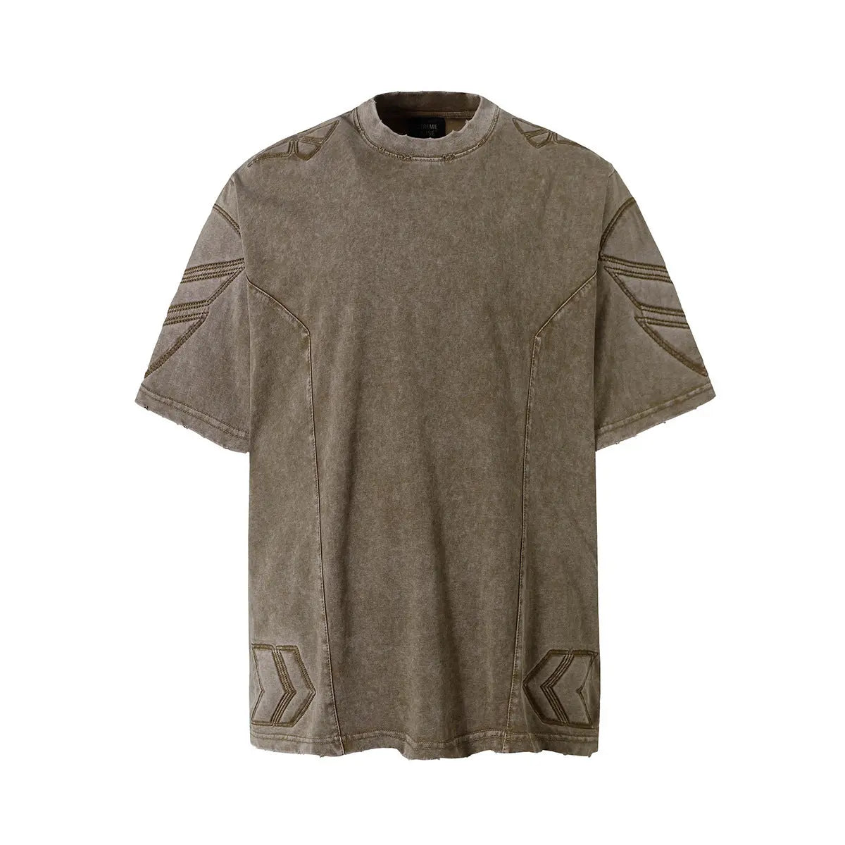 Mech design washed T-shirt for men