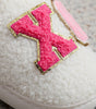White XO XO Glitter Trim Letter Patched Plush House Slippers Dear-Lover Dropshipping