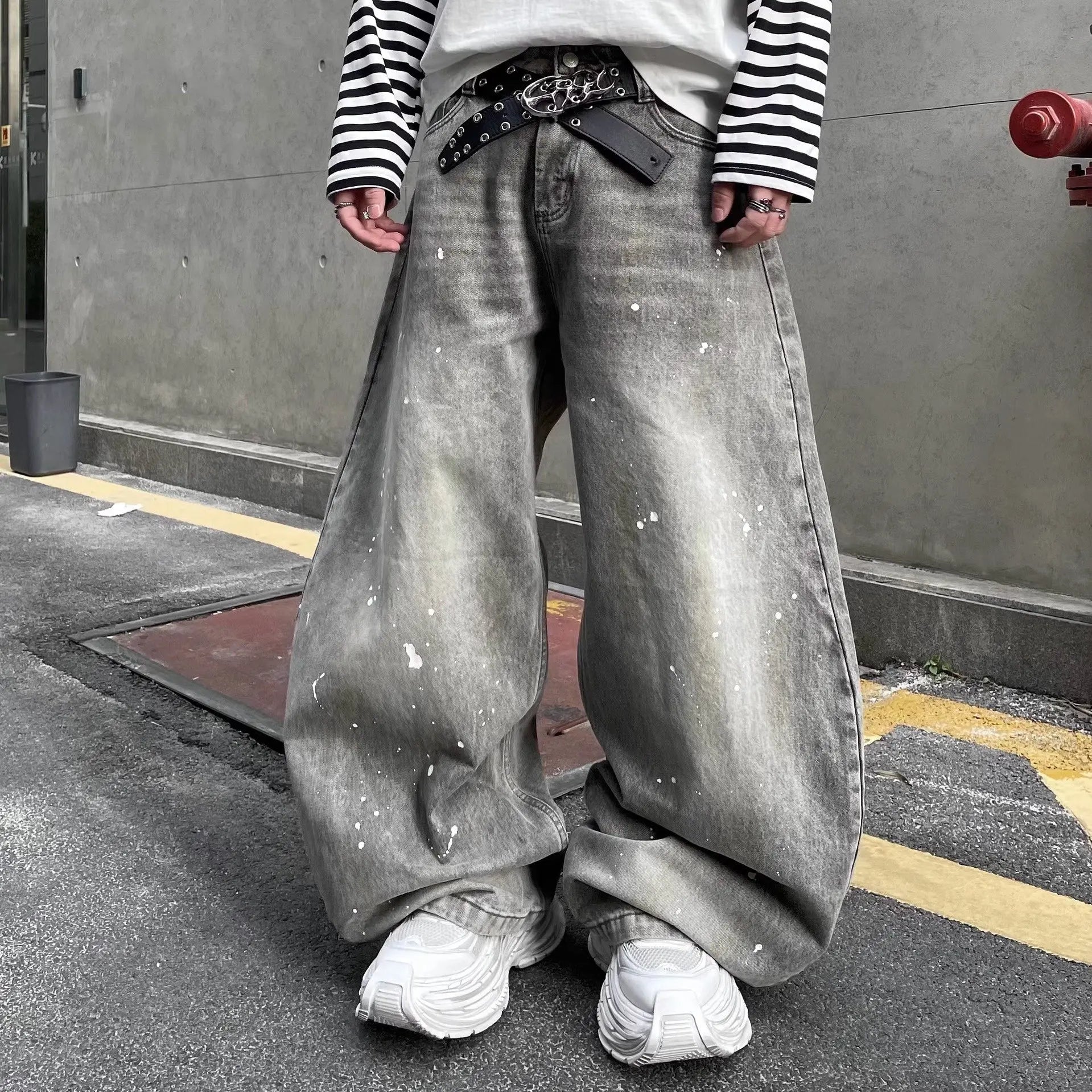 Splashing ink to wash jeans for men and women in spring Markonline