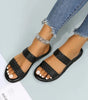 Black Braided Double Band Leathered Flat Slippers Markonline