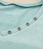 Mist Blue Mineral Wash Exposed Seam Buttoned V Neck Pullover Top Markonline