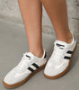 White Striped Lace-up Flat Sneakers Markonline