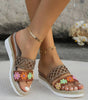 White Floral Print Braided Details Wedge Slippers Dear-Lover Dropshipping