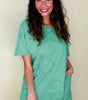 Mint Green Mineral Wash Flower Patchwork Mini T Shirt Dress Markonline