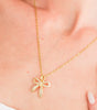 Gold Plated Rhinestone Bowknot Pendant Necklace Dear-Lover Dropshipping