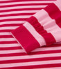 Strawberry Pink Mix Striped Drop Shoulder Patchwork Sleeve V Neck Pullover Dear-Lover Dropshipping