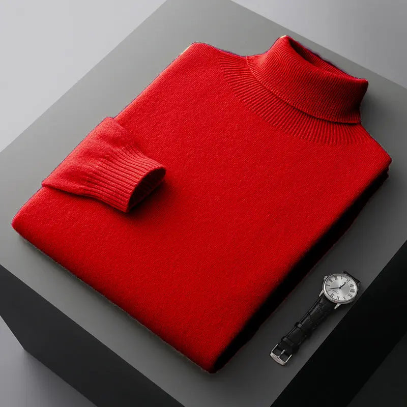 Men's high collar pullover sweater for autumn and winter, loose knit base sweater for men Markonline