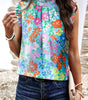 Sky Blue Frilled Collar Floral Vest Dear-Lover Dropshipping