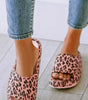 Pink Leopard Print Thick Sole Slip On Slippers Markonline