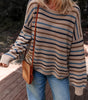 Multicolour Striped Knitted Drop Shoulder Round Neck Sweater Dear-Lover Dropshipping