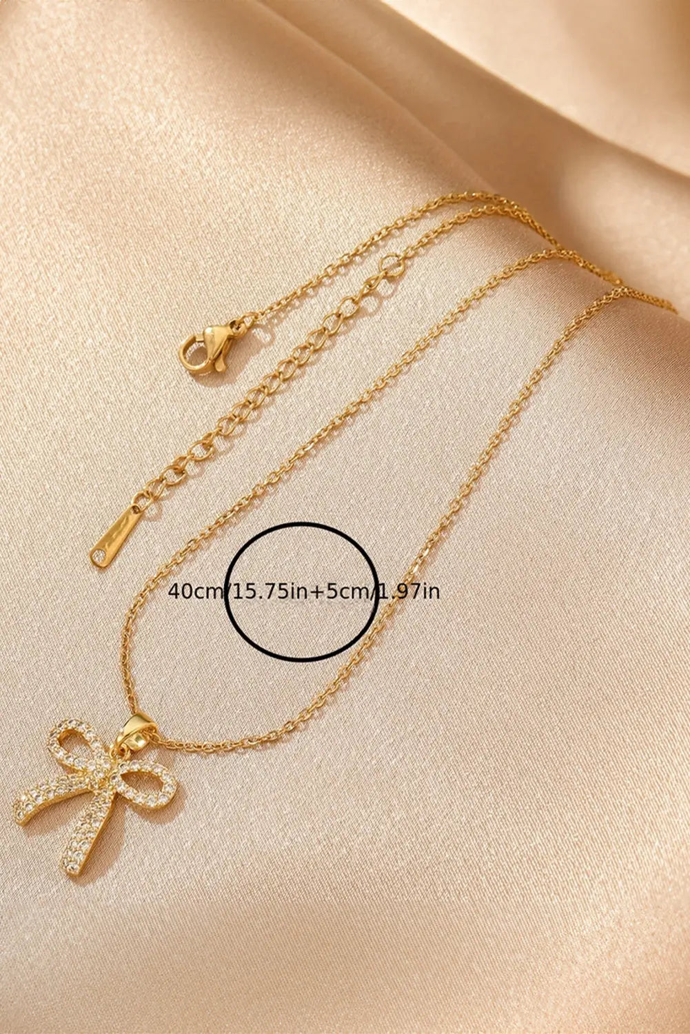 Gold Plated Rhinestone Bowknot Pendant Necklace Dear-Lover Dropshipping