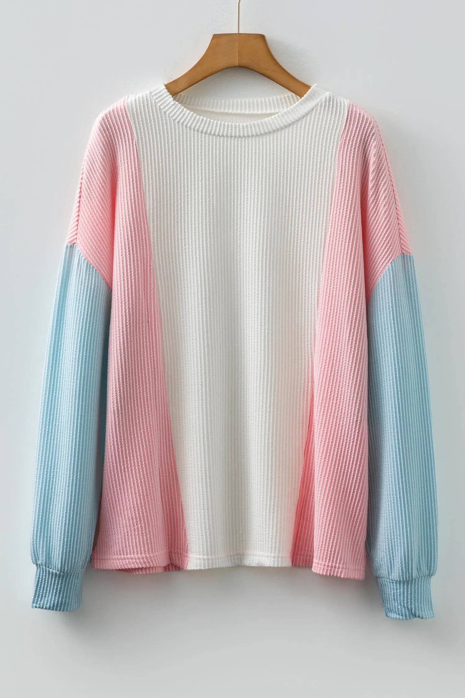 Beau Blue Color Block Corded Long Sleeve Top Dear-Lover Dropshipping