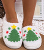 White Fuzzy Christmas Tree Pattern Home Slippers Dear-Lover Dropshipping