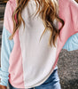 Beau Blue Color Block Corded Long Sleeve Top Dear-Lover Dropshipping