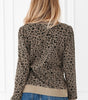 Khaki Ribbed Trim Leopard Print Long Sleeve Top Dear-Lover Dropshipping