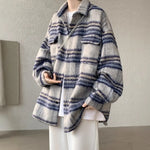 Chambray Style Plaid Woolen Coat for Men, Autumn/Winter Thickened Streetwear  Shirt Jacket Markonline