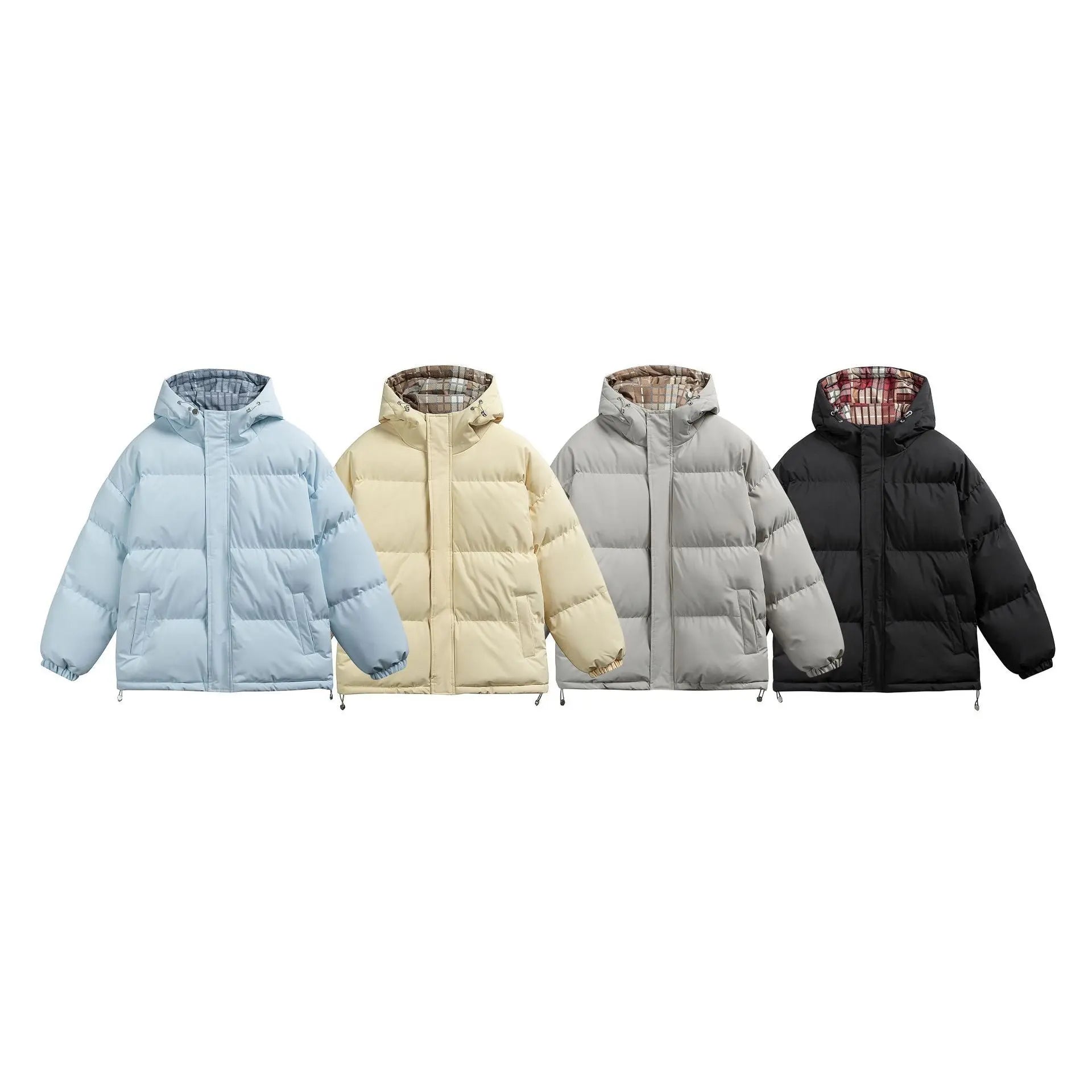 Cozy Hooded Solid Color Cotton Coat for Men and Women Casual Thick Puffer Jacket Markonline