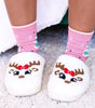 White Christmas Cartoon Pattern Plush Slippers Dear-Lover Dropshipping