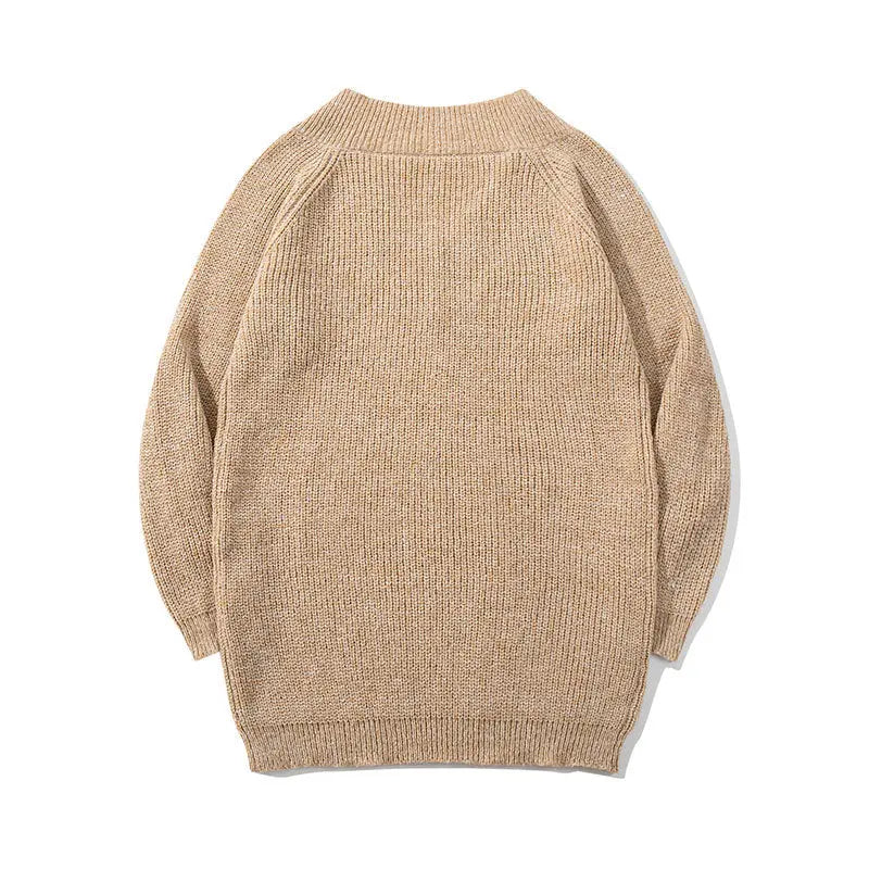 Retro Solid Color Sweater Men Loose Unisex Casual Knitwear
