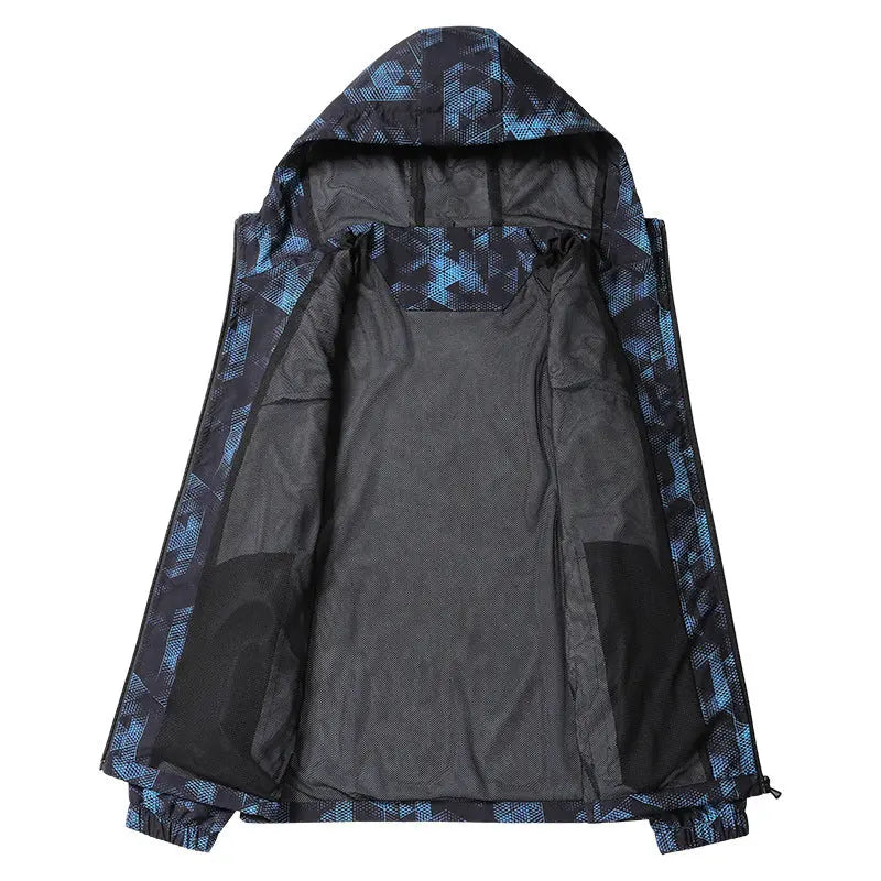 Spring And Fall Trench Coat Men Hooded Long Sleeve Full Print Sports Casual Thin Jacket Markonline