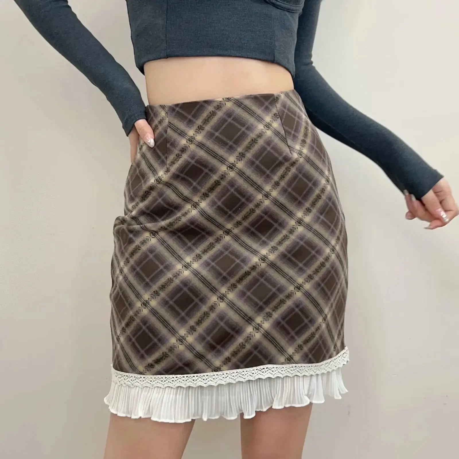 Plaid skirt for women eprolo