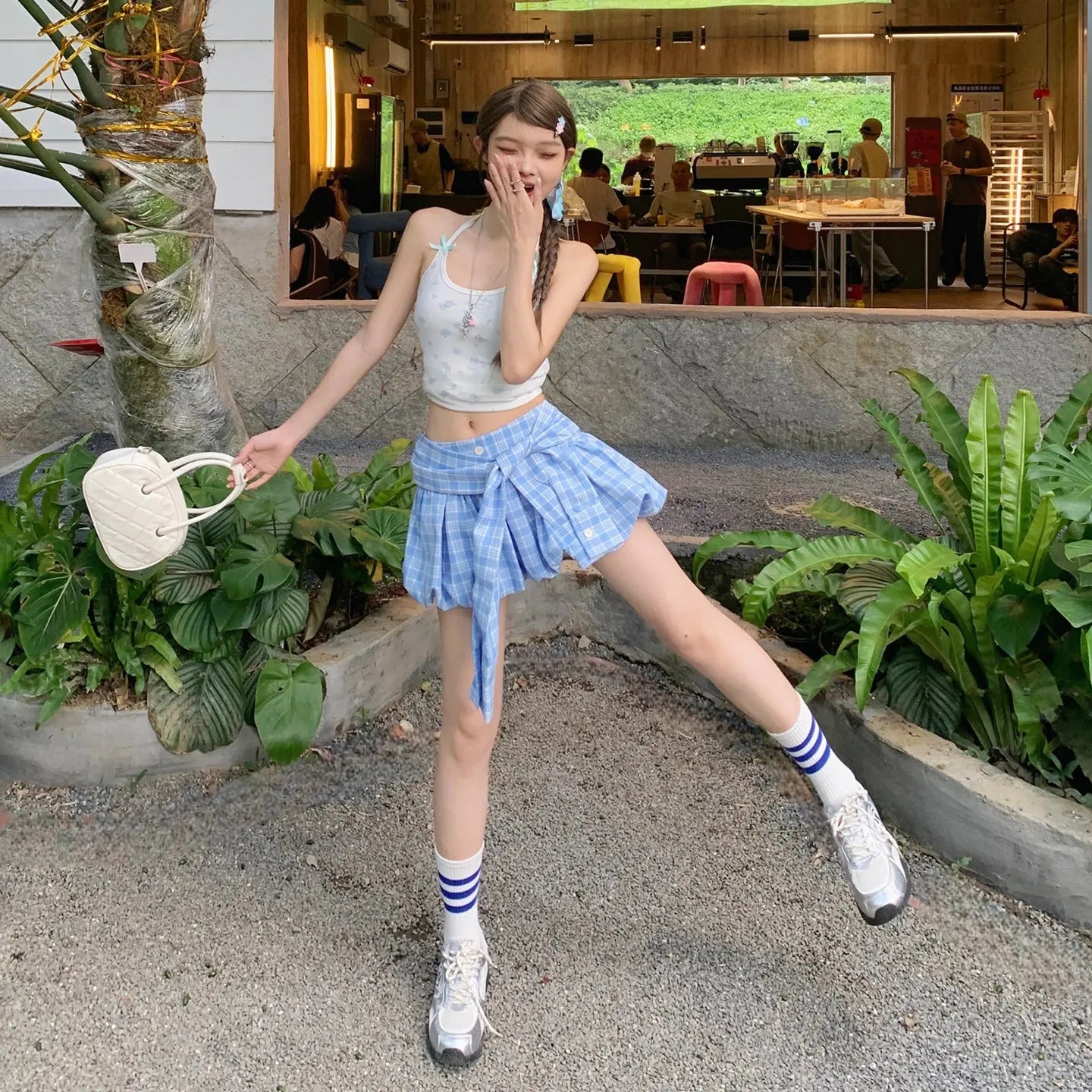 Women's Blue Plaid Skirt Summer Short Skirt for Petite Women Markonline