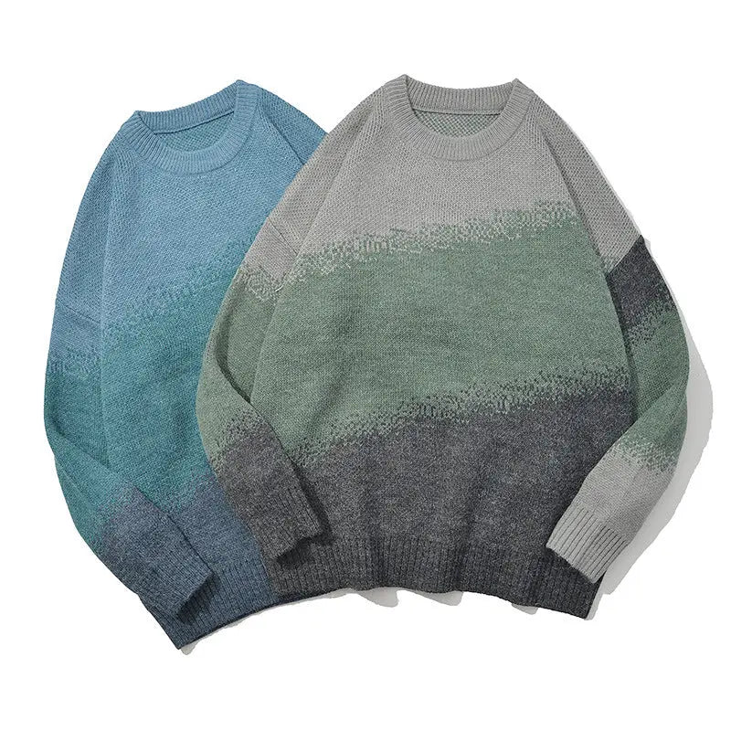 Gradient color loose knit sweater for men and women Markonline