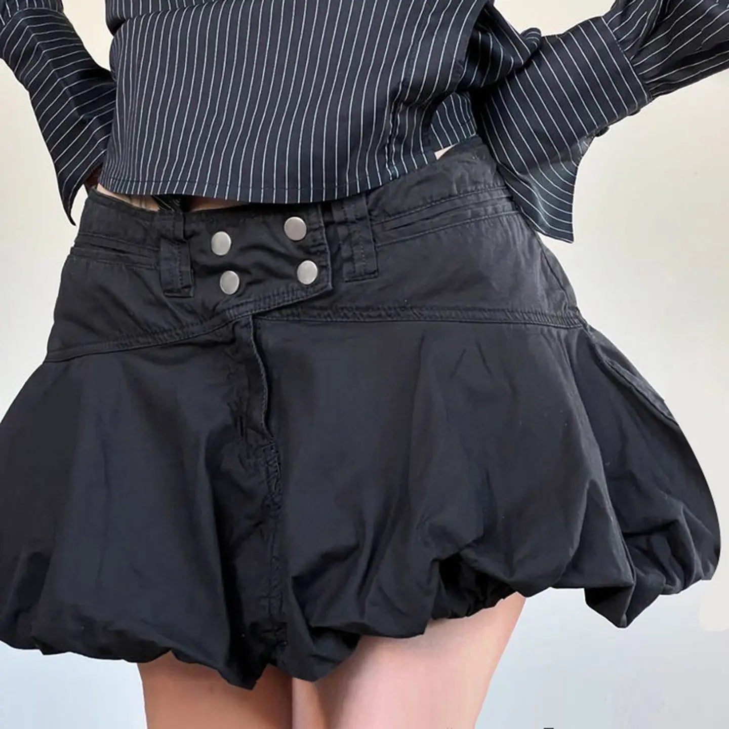 Black pleated floral bud skirt short skirt for women Markonline