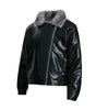 Fur-lined leather jacket motorcycle puffer coat Markonline