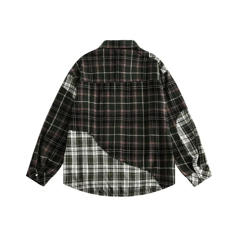 Splicing plaid shirt for men eprolo