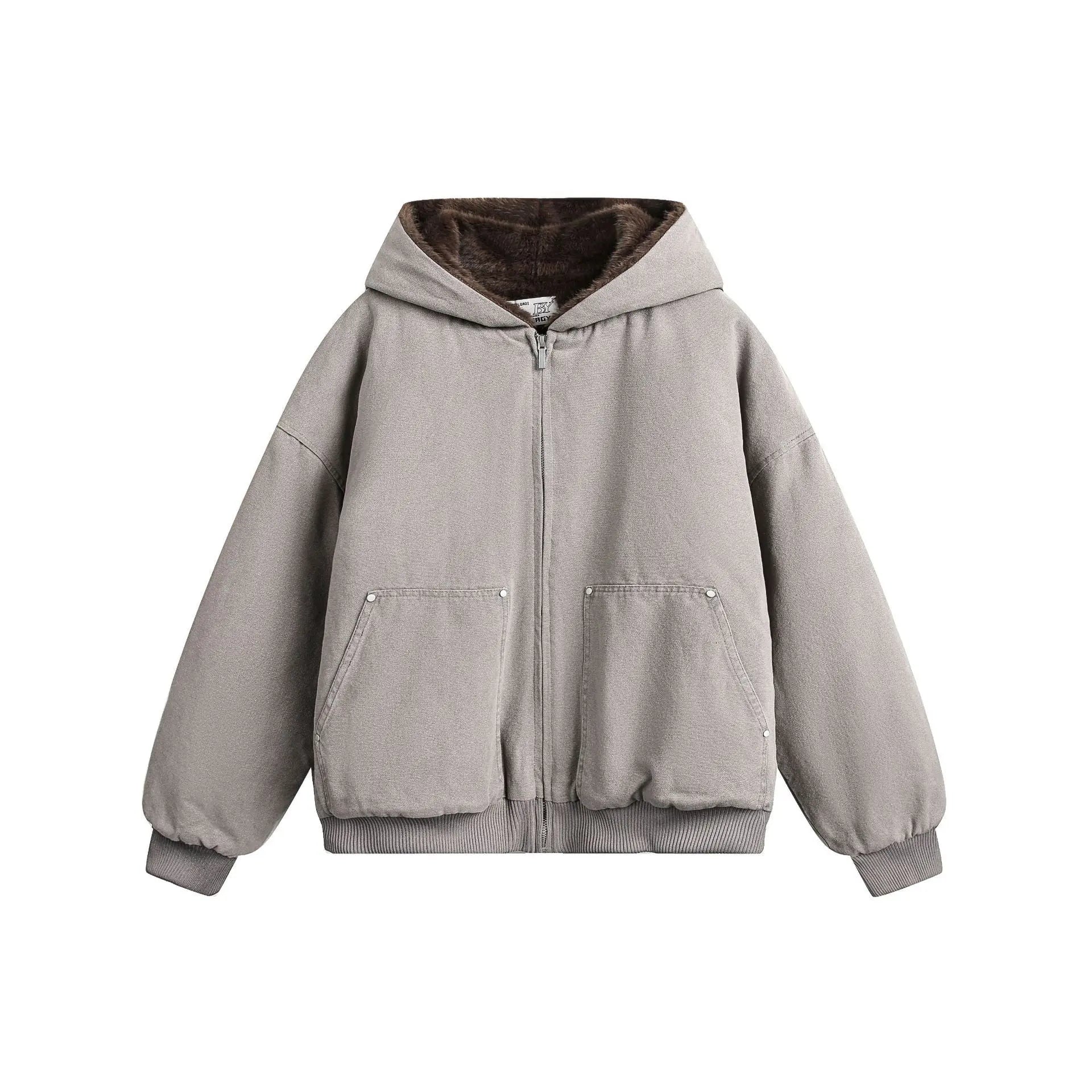 Haired collar hooded cotton jacket for men and women eprolo