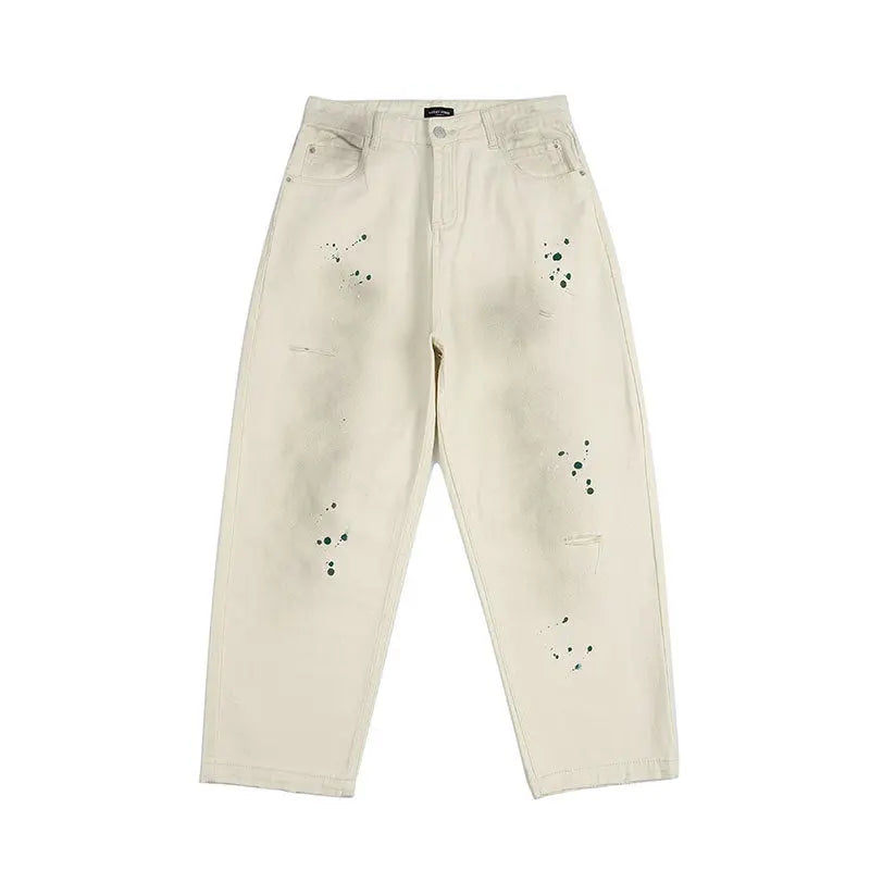 Paint holes dirt dyed jeans men Markonline