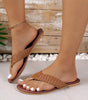 Chestnut Braided Strap PU Leather Flip Flop Dear-Lover Dropshipping