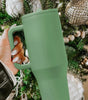 Dark Green Frosted Stainless Handle Large Vacuum Cup with Straw 40oz Dear-Lover Dropshipping