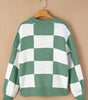 Green Checkered Bishop Sleeve Sweater Dear-Lover Dropshipping