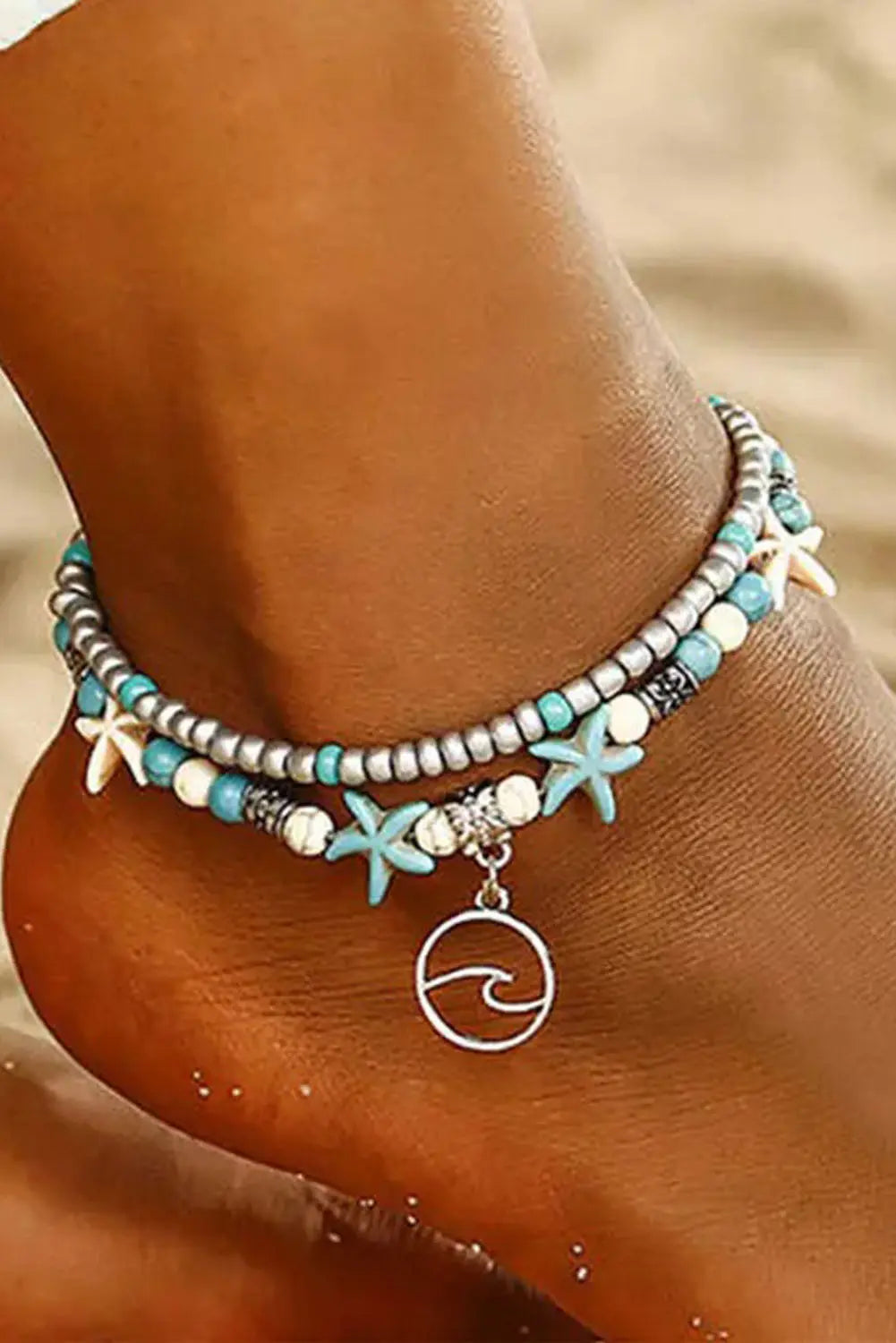 Sky Blue Beach Double Anklet Dear-Lover Dropshipping