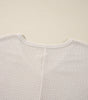 White Waffle Knit Side Slits Loose Fit V Neck Top Dear-Lover Dropshipping