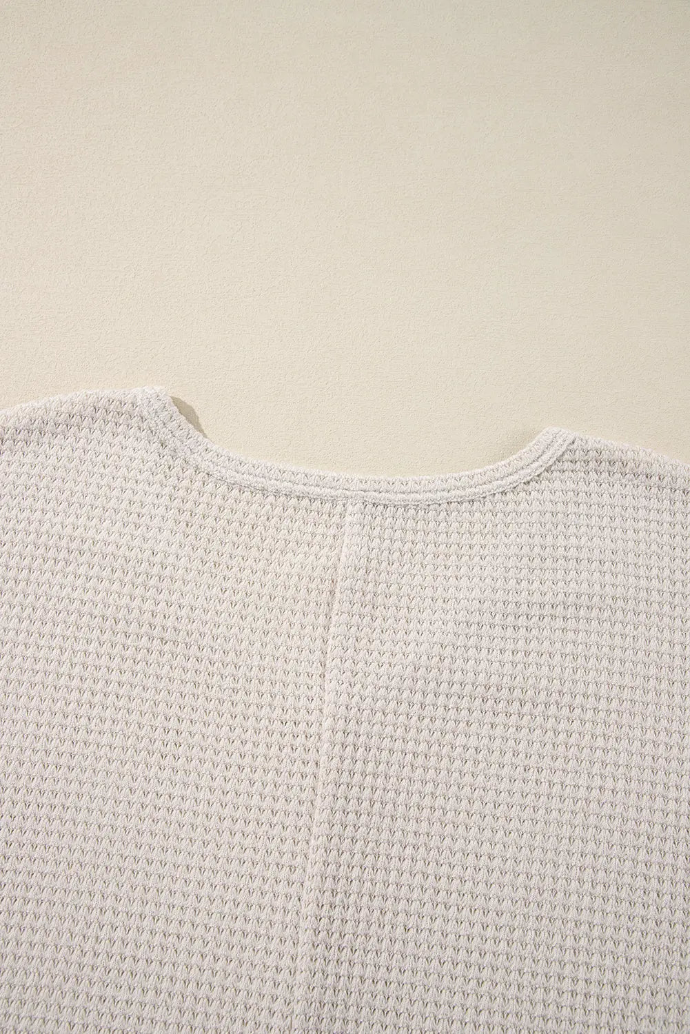 White Waffle Knit Side Slits Loose Fit V Neck Top Dear-Lover Dropshipping
