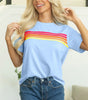 Beau Blue Striped Patch Front Casual Tee Markonline