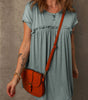 Mist Green Frilled Gathered Seam Round Neck T Shirt Dress Markonline