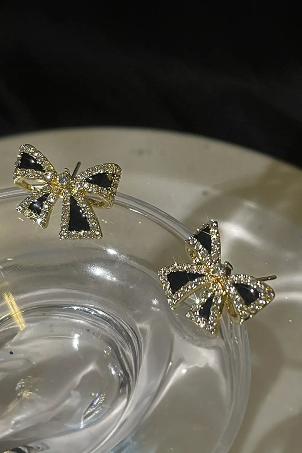 Black Rhinestone Bow Knot Stud Earrings Dear-Lover Dropshipping
