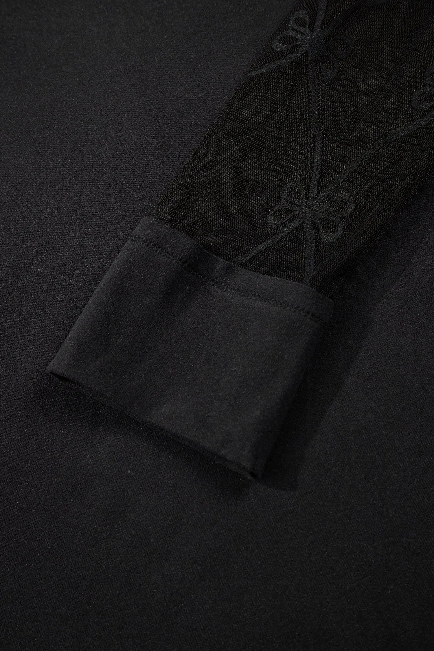 Black Solid Color Bow Textured Patchwork Long Sleeve Tee Dear-Lover Dropshipping