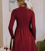 Red Dahlia Frilled Neck Ribbed Knit Patchwork Long Sleeve Mini Dress Markonline