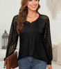 Black Lace Patchwork Long Raglan Sleeve Pleated Top Dear-Lover Dropshipping